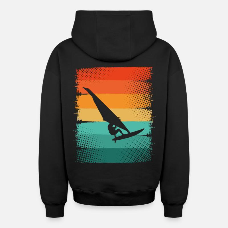 Planche à voile - Sweat à capuche unisexe zippé oversize épais SPREAD - noir
