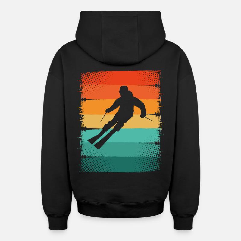 Ski - Sweat à capuche unisexe zippé oversize épais SPREAD - noir