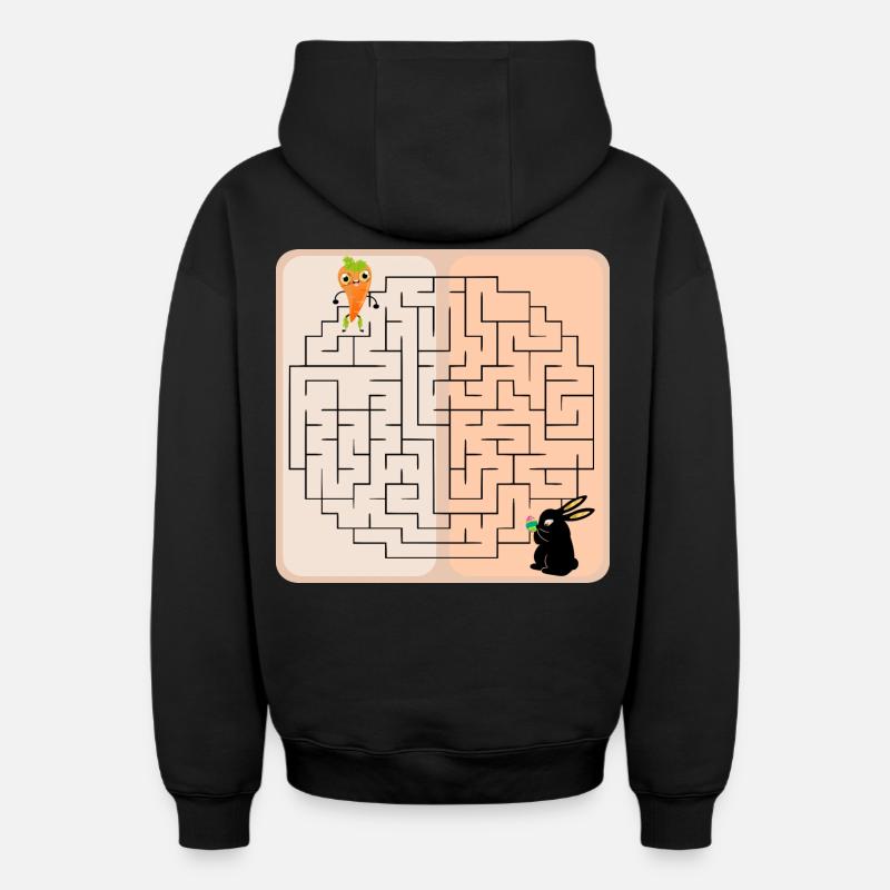Labyrinthe Lapin de Pâques - Sweat à capuche unisexe zippé oversize épais SPREAD - noir