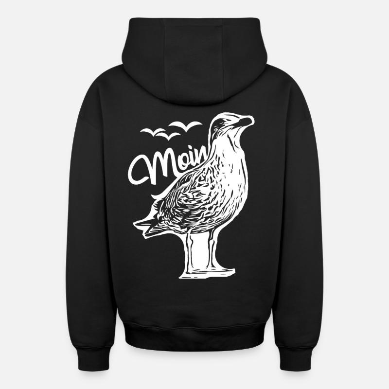 Mouettes Moin Mouettes - Sweat à capuche unisexe zippé oversize épais SPREAD - noir