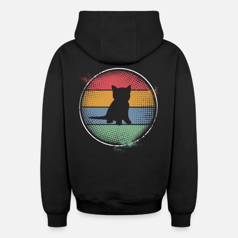 Chat - Sweat à capuche unisexe zippé oversize épais SPREAD - noir