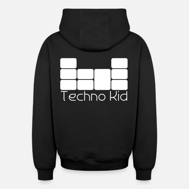 Techno Kid - Sweat à capuche unisexe zippé oversize épais SPREAD - noir
