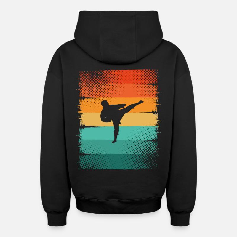 Karaté - Sweat à capuche unisexe zippé oversize épais SPREAD - noir