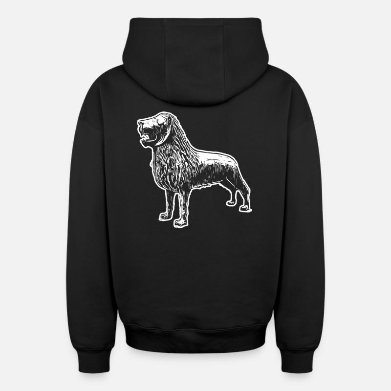 Brunswick Lion - Sweat à capuche unisexe zippé oversize épais SPREAD - noir
