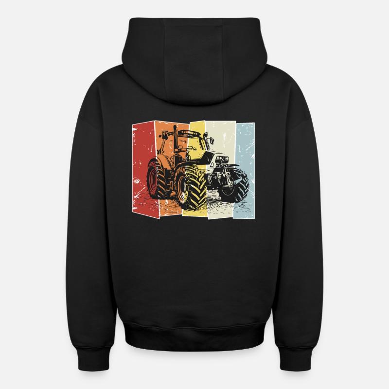 Tracteur Deutz rétro - Sweat à capuche unisexe zippé oversize épais SPREAD - noir