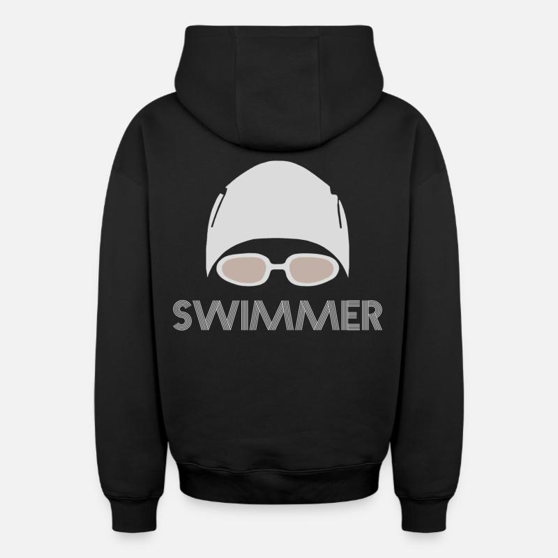 Nageur - Sweat à capuche unisexe zippé oversize épais SPREAD - noir
