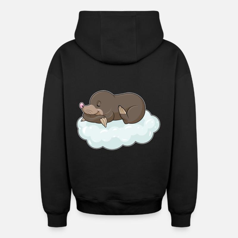 Taupe sur les nuages - Sweat à capuche unisexe zippé oversize épais SPREAD - noir