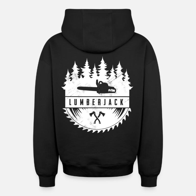 Bûcheron - Sweat à capuche unisexe zippé oversize épais SPREAD - noir