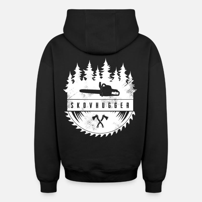 Bûcheron - Sweat à capuche unisexe zippé oversize épais SPREAD - noir