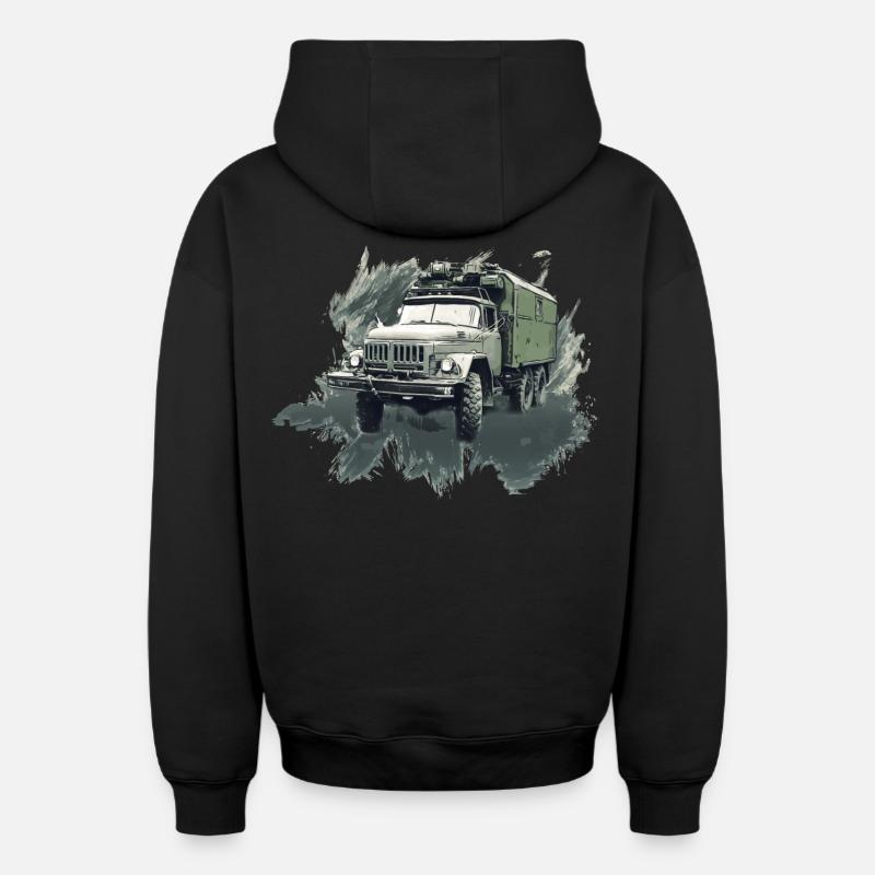 Zil 131 - Sweat à capuche unisexe zippé oversize épais SPREAD - noir