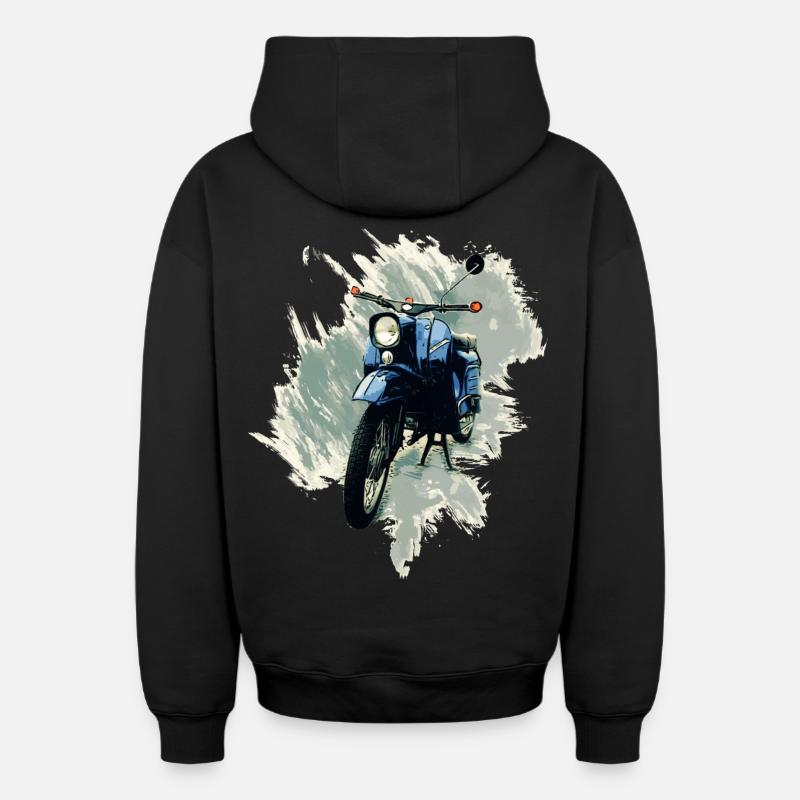 Simson Hirondelle - Sweat à capuche unisexe zippé oversize épais SPREAD - noir