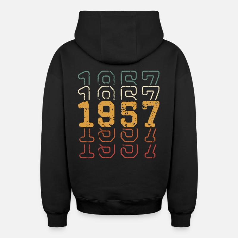 1957 - Sweat à capuche unisexe zippé oversize épais SPREAD - noir