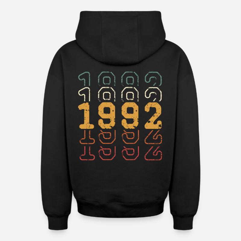 1992 - Sweat à capuche unisexe zippé oversize épais SPREAD - noir