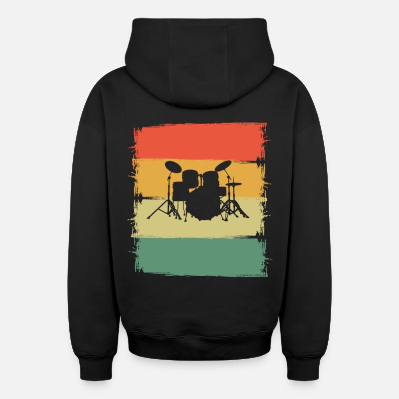 Percussion - Sweat à capuche unisexe zippé oversize épais SPREAD - noir