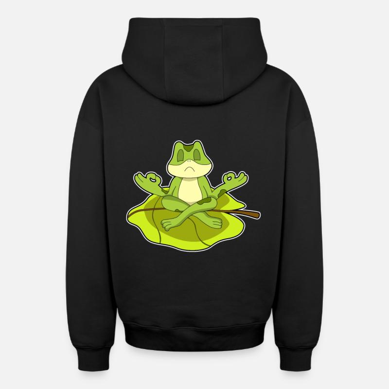 Grenouille méditant - Sweat à capuche unisexe zippé oversize épais SPREAD - noir