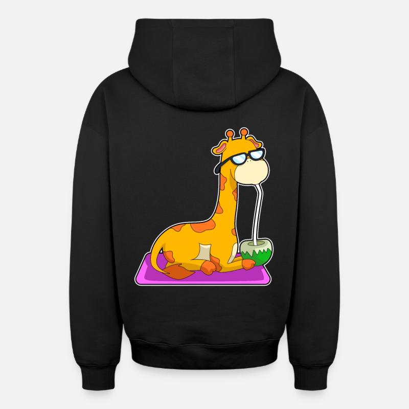 Giraffe mit Kokosnuss - Sweat à capuche unisexe zippé oversize épais SPREAD - noir