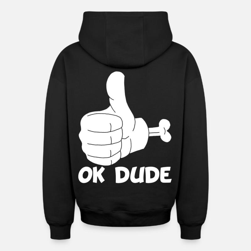 Ok mec ! (blanc) - Sweat à capuche unisexe zippé oversize épais SPREAD - noir