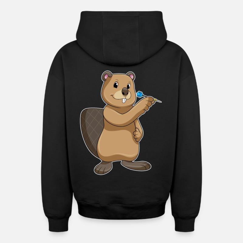 Fléchette de castor - Sweat à capuche unisexe zippé oversize épais SPREAD - noir