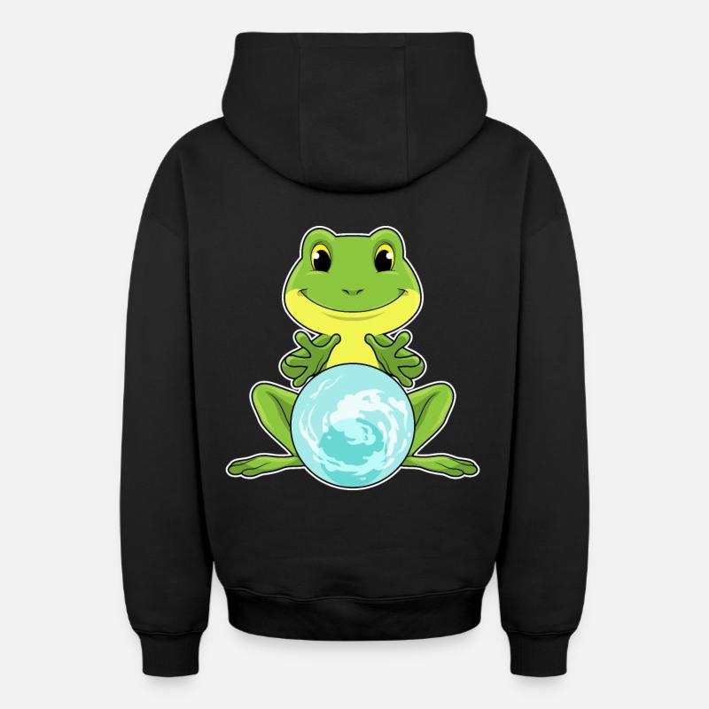 Grenouille avec boule de cristal - Sweat à capuche unisexe zippé oversize épais SPREAD - noir