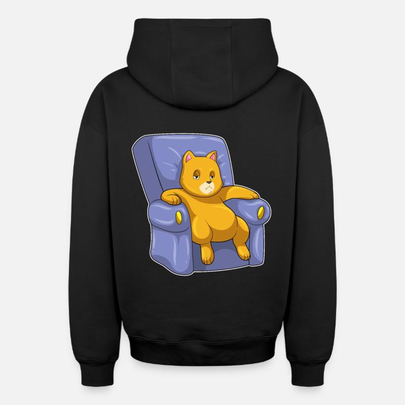 Chat avec canapé - Sweat à capuche unisexe zippé oversize épais SPREAD - noir