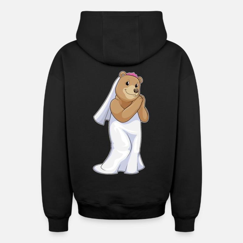 Ours comme mariée avec voile - Sweat à capuche unisexe zippé oversize épais SPREAD - noir