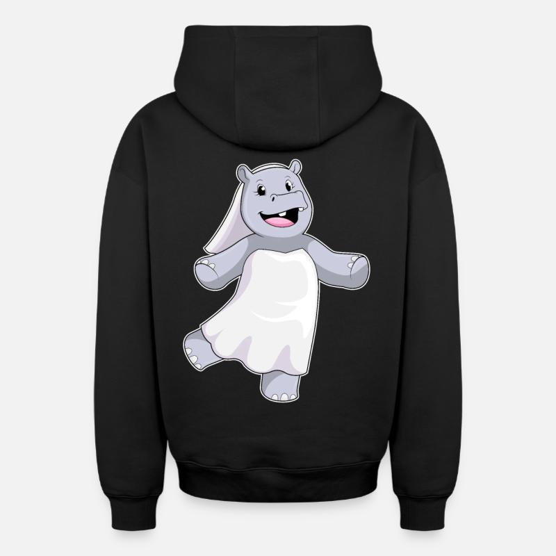 Hippopotame comme une mariée avec voile - Sweat à capuche unisexe zippé oversize épais SPREAD - noir