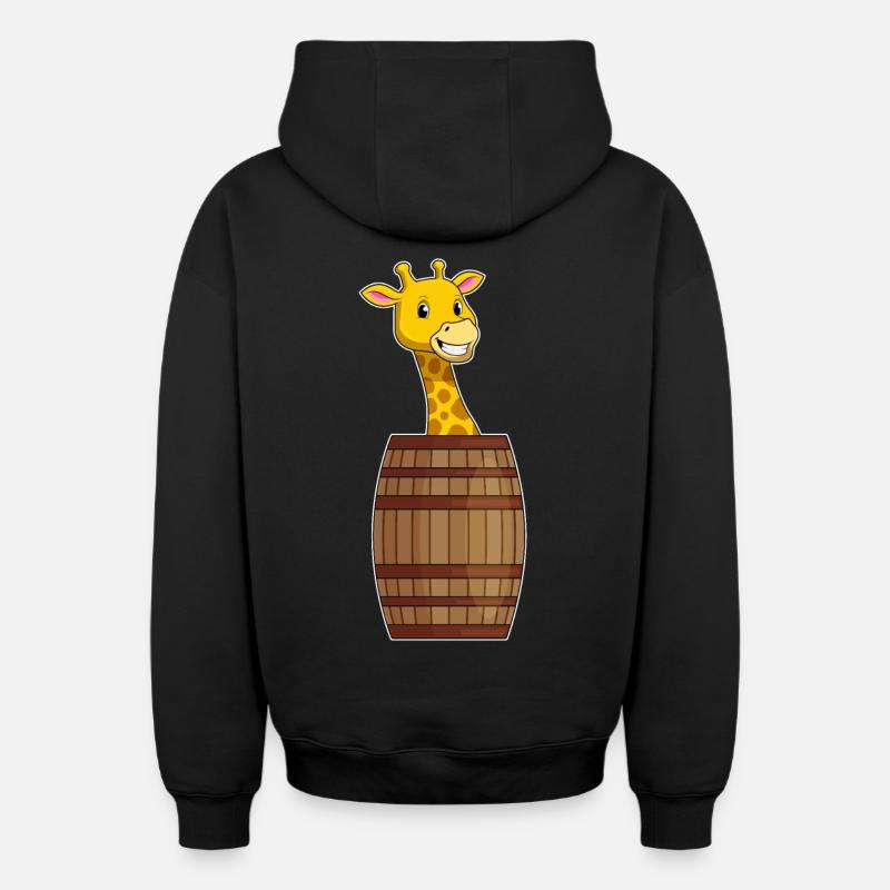 Girafe avec tonneau - Sweat à capuche unisexe zippé oversize épais SPREAD - noir