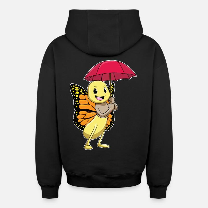 Papillon avec parapluie - Sweat à capuche unisexe zippé oversize épais SPREAD - noir