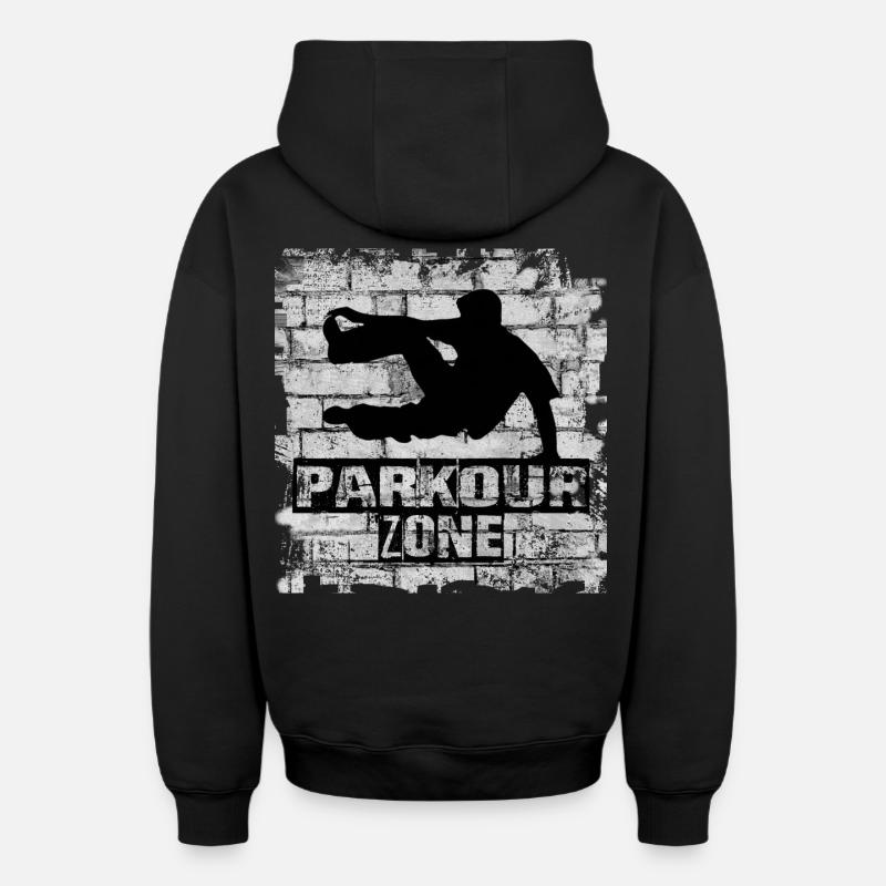 Parkour - Sweat à capuche unisexe zippé oversize épais SPREAD - noir
