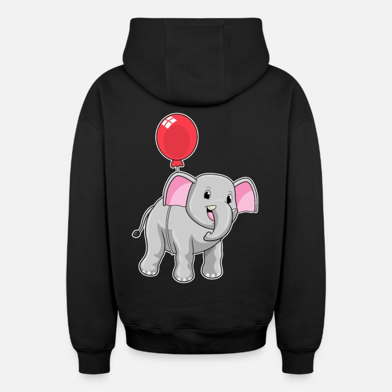Éléphant avec ballon - Sweat à capuche unisexe zippé oversize épais SPREAD - noir