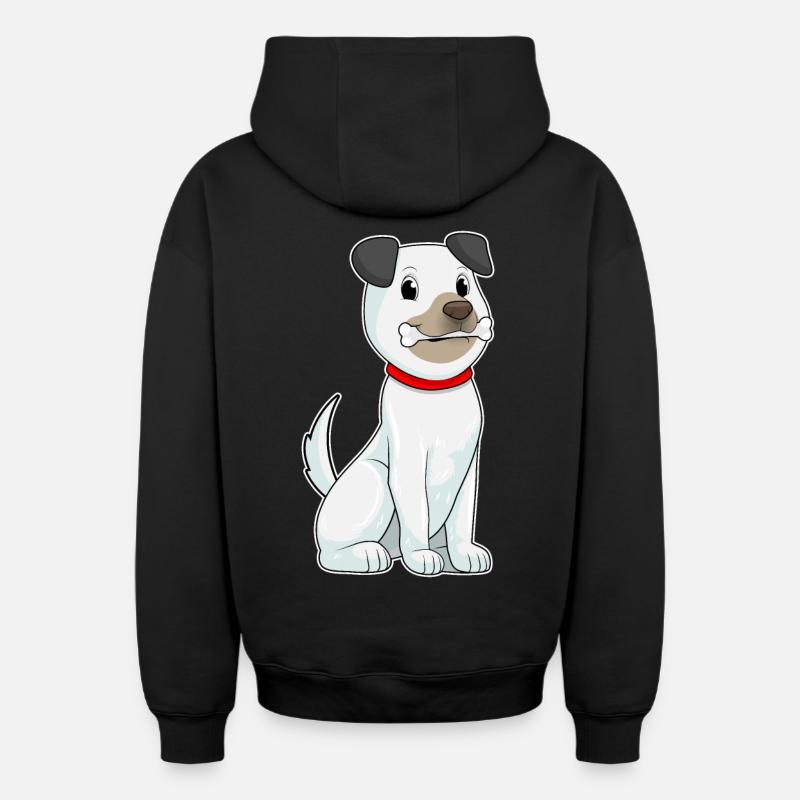Chien avec des os - Sweat à capuche unisexe zippé oversize épais SPREAD - noir