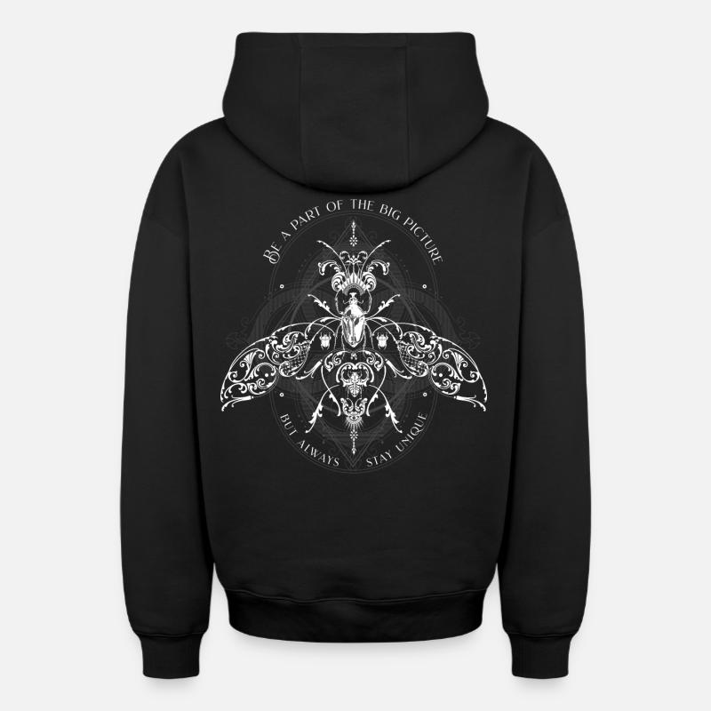 Insekten Muster Psychedelisch Bug Pattern - Oversized Heavyweight Unisex Zip Hoodie - Schwarz