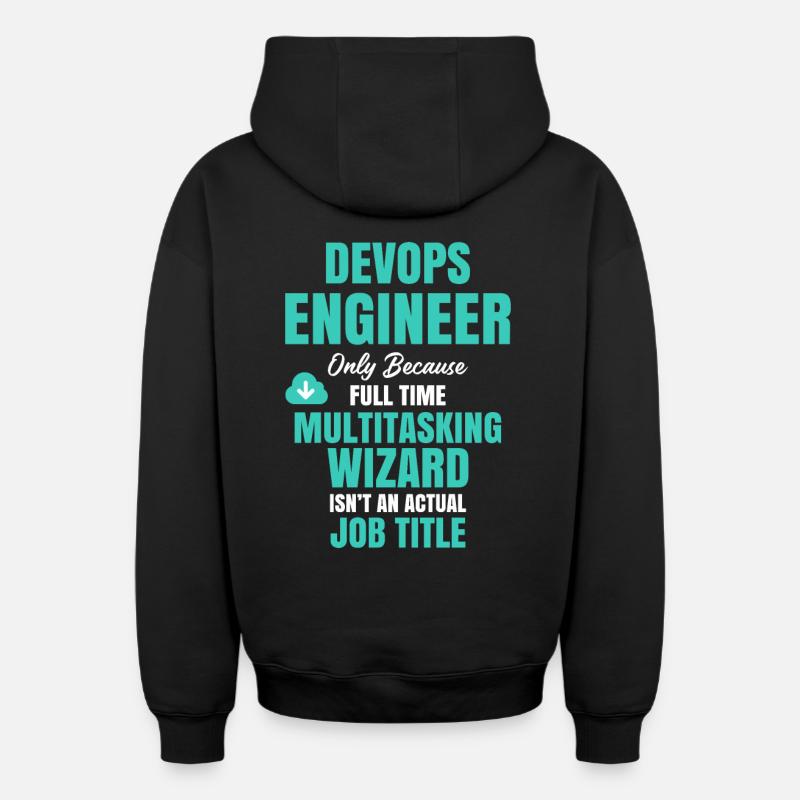 DevOps Engineer Multitasking Wizard - Oversized Heavyweight Unisex Zip Hoodie - black