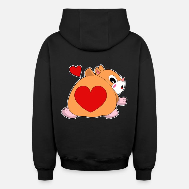Hamster avec cœur - Sweat à capuche unisexe zippé oversize épais SPREAD - noir