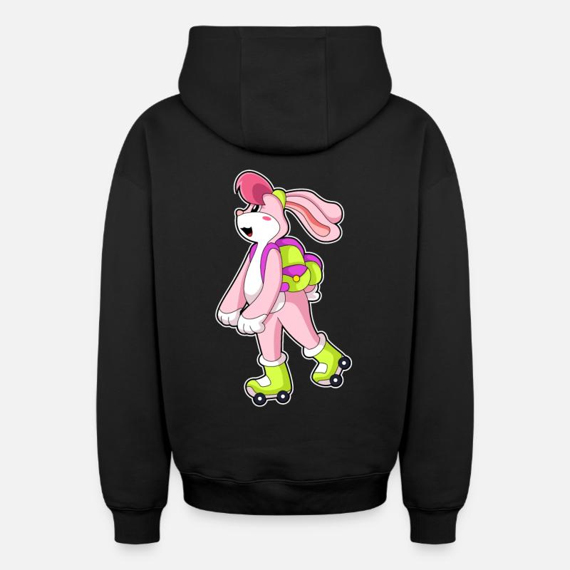 Patins à roulettes Rabbit - Sweat à capuche unisexe zippé oversize épais SPREAD - noir