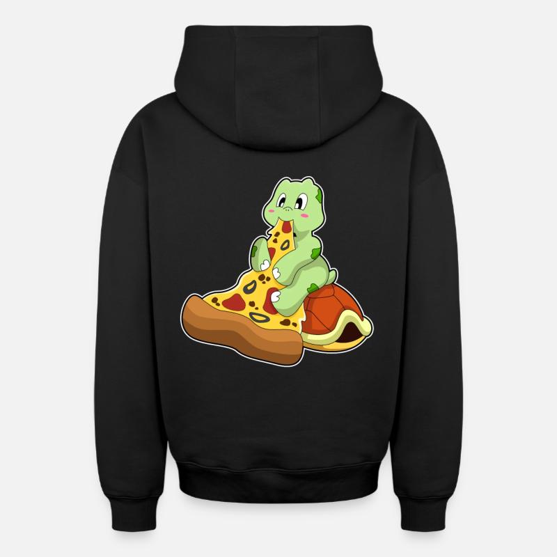 Pizza Tortue - Sweat à capuche unisexe zippé oversize épais SPREAD - noir