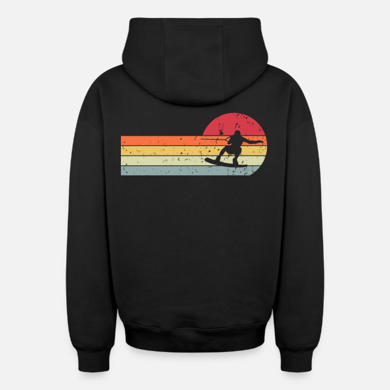Wakeskate Wakeskating Wakeskater Wakeboard - Sweat à capuche unisexe zippé oversize épais SPREAD - noir