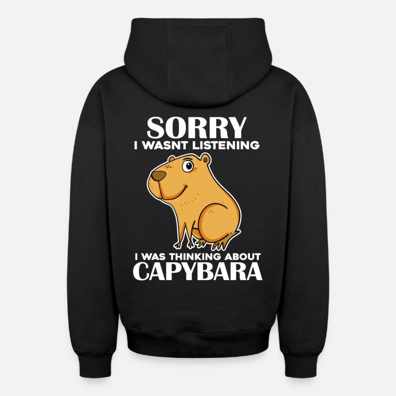 Capybara - Sweat à capuche unisexe zippé oversize épais SPREAD - noir