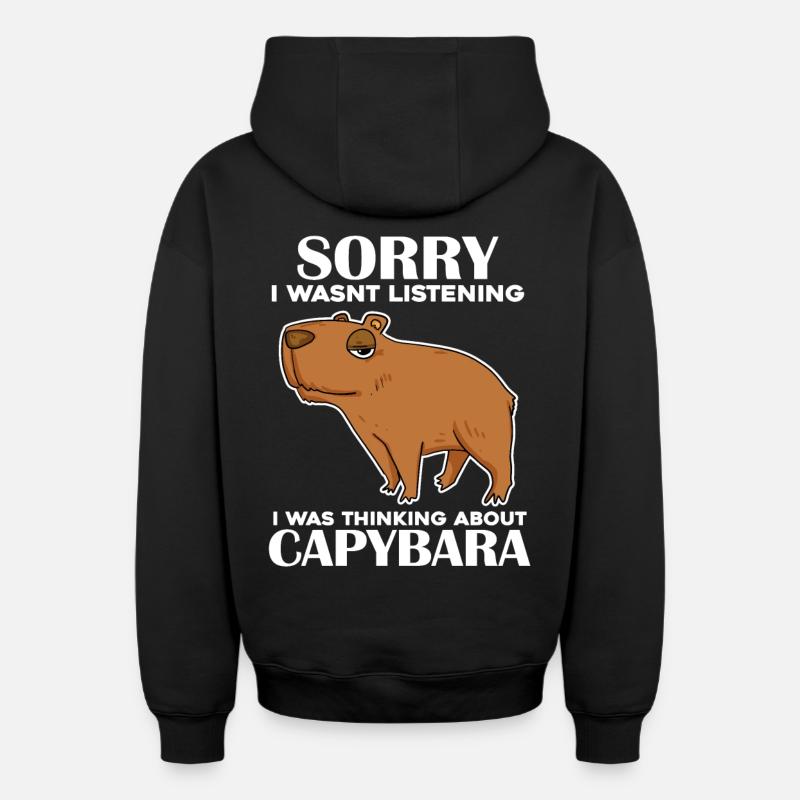 Capybara Capybara Cadeau - Sweat à capuche unisexe zippé oversize épais SPREAD - noir