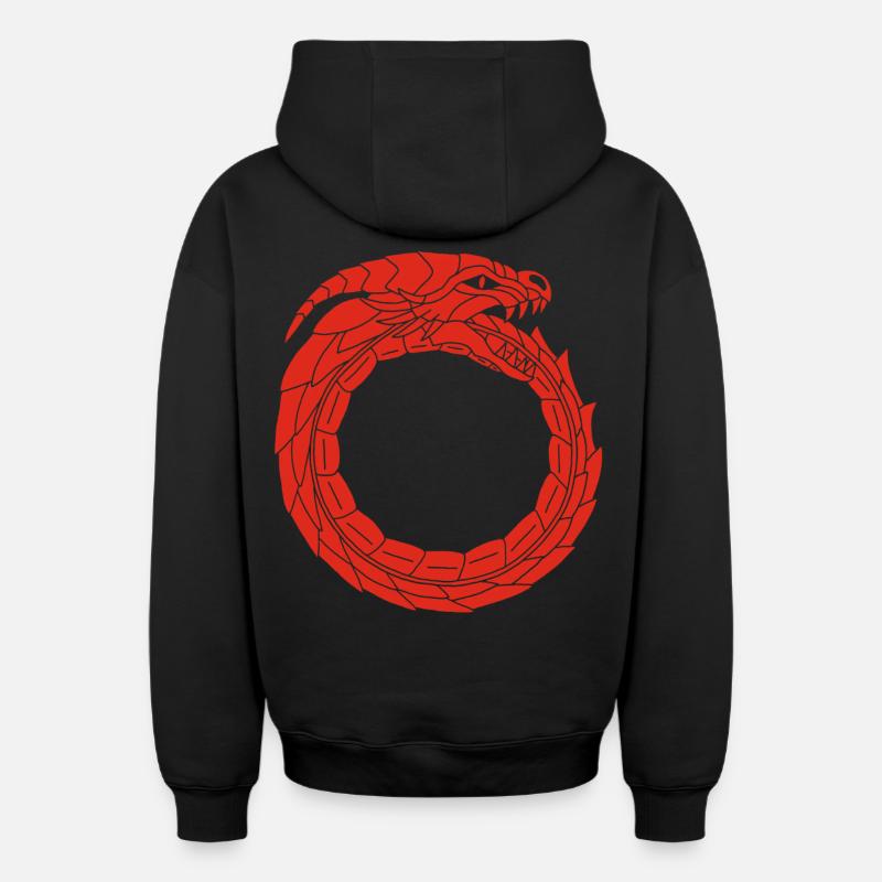 Dragon rouge dévoreur - Sweat à capuche unisexe zippé oversize épais SPREAD - noir