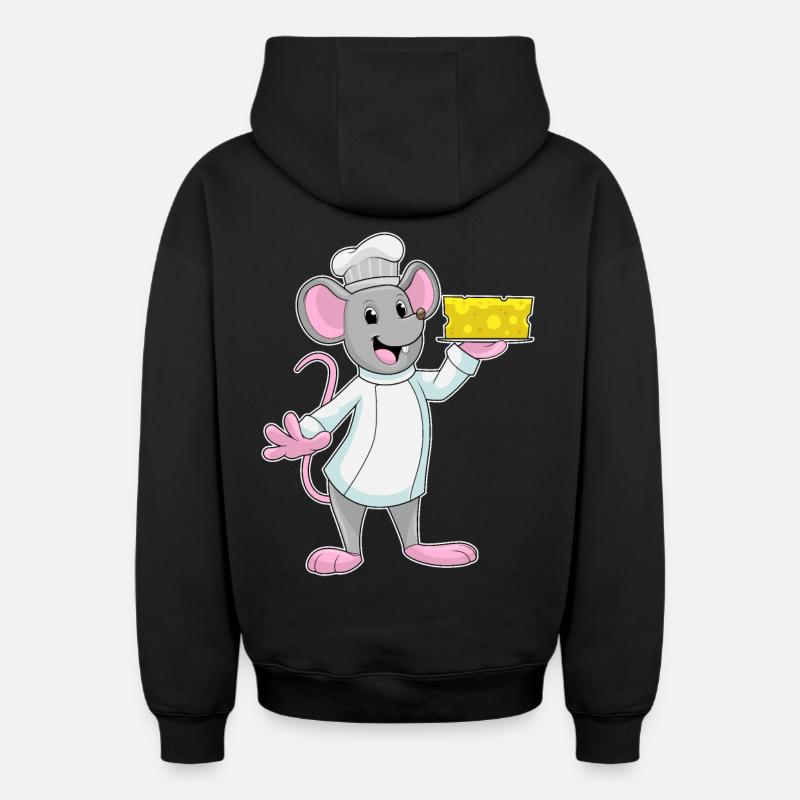 Mouse Cook Cheese Cooking - Sweat à capuche unisexe zippé oversize épais SPREAD - noir