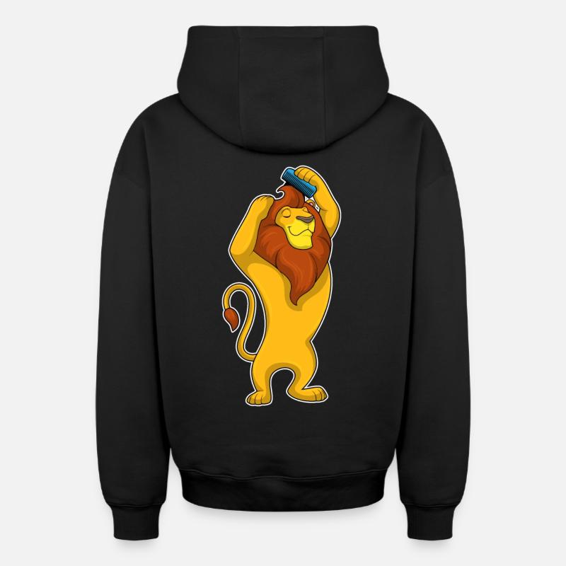 Peigne du mont Lion - Sweat à capuche unisexe zippé oversize épais SPREAD - noir
