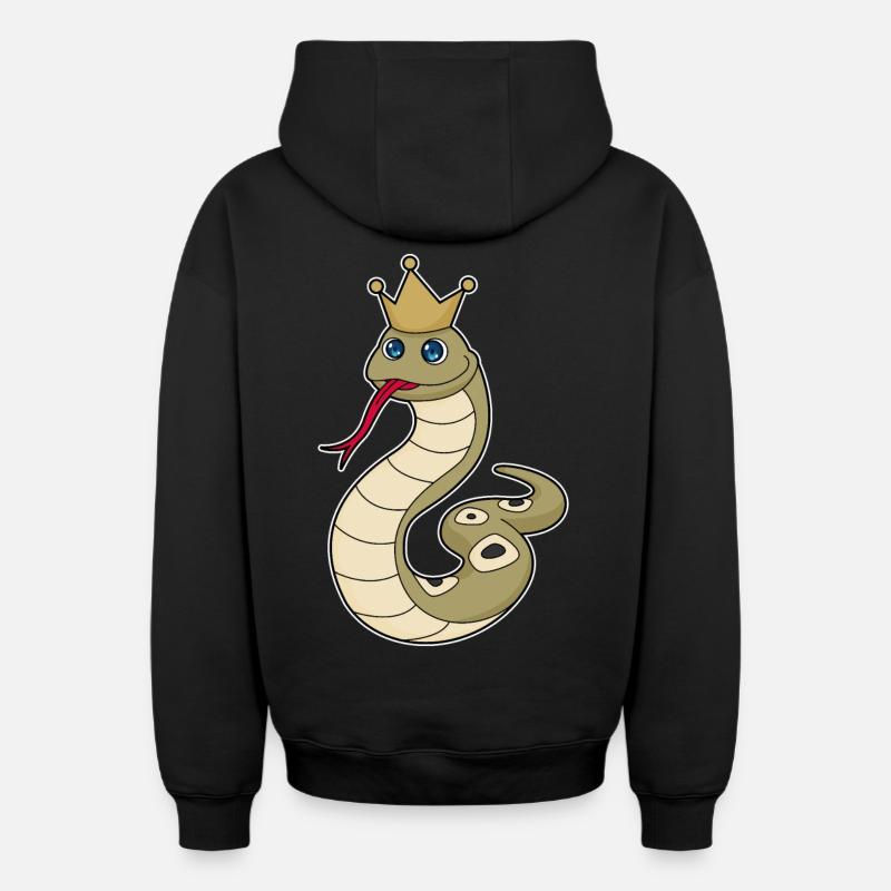 Serpent comme roi avec couronne - Sweat à capuche unisexe zippé oversize épais SPREAD - noir