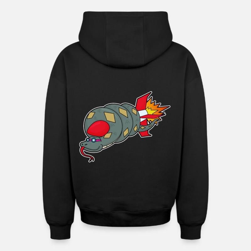 Serpent avec fusée - Sweat à capuche unisexe zippé oversize épais SPREAD - noir