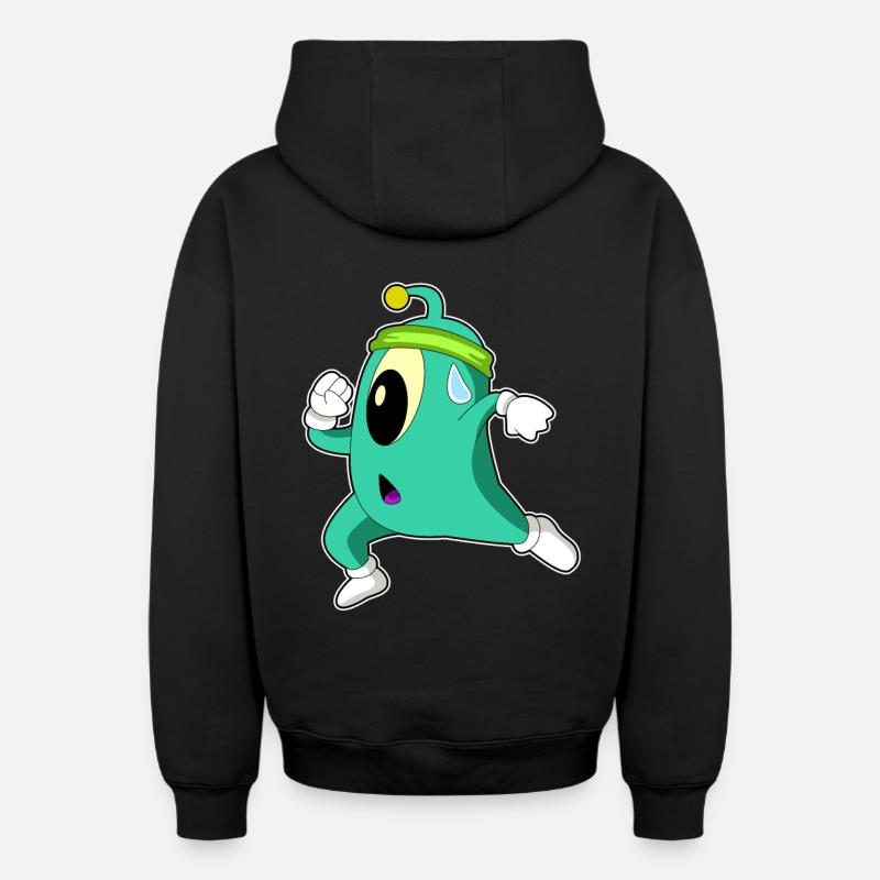 Alien en joggeur - Sweat à capuche unisexe zippé oversize épais SPREAD - noir