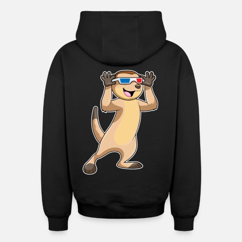 Suricates avec lunettes - Sweat à capuche unisexe zippé oversize épais SPREAD - noir