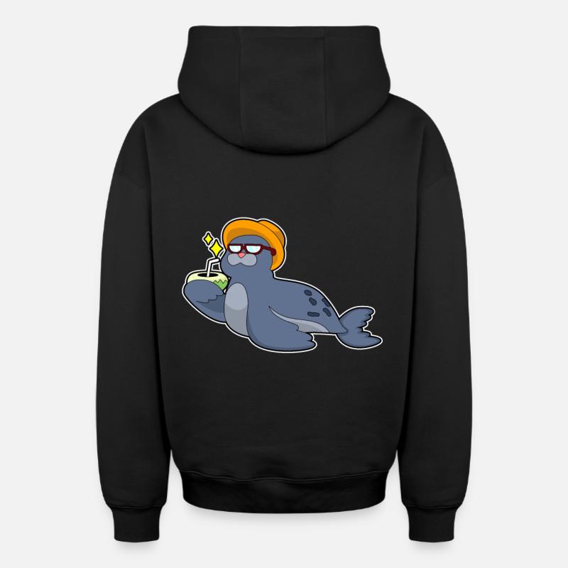 Sceller à la noix de - Sweat à capuche unisexe zippé oversize épais SPREAD - noir