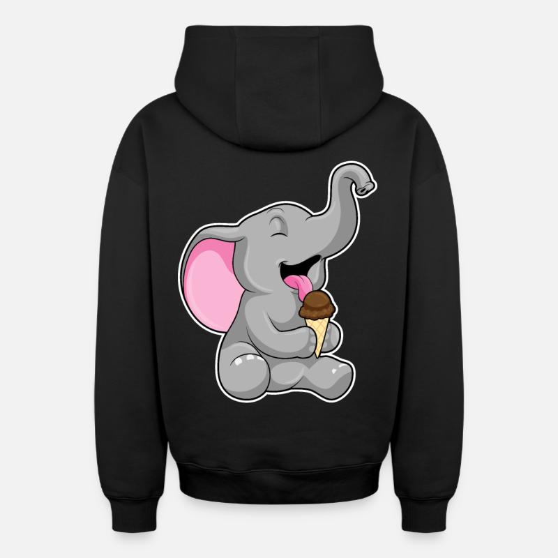 Glace gaufre éléphant - Sweat à capuche unisexe zippé oversize épais SPREAD - noir