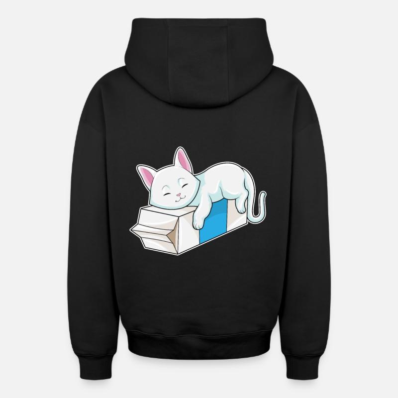 Chat au lait - Sweat à capuche unisexe zippé oversize épais SPREAD - noir
