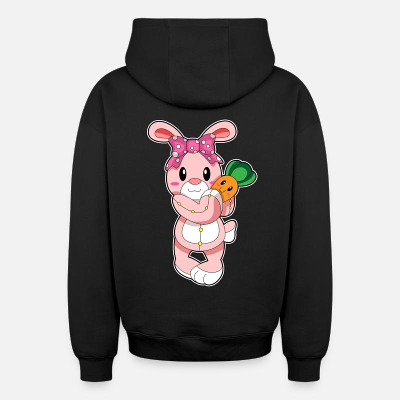 Le lapin comme jouet - Sweat à capuche unisexe zippé oversize épais SPREAD - noir
